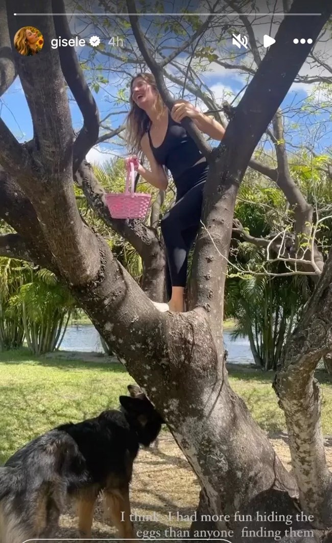 Η Ζιζέλ σκαρφάλωσε σε ένα δέντρο για να κρύψει τα αυγά του Πάσχα