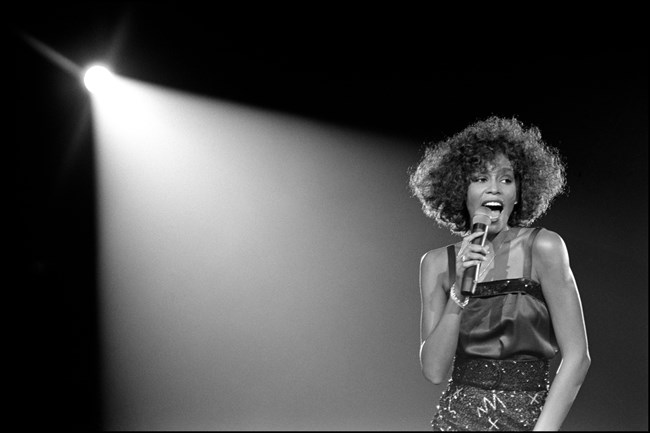 Whitney Houston performing at Wembley Arena, London 5 May 1988