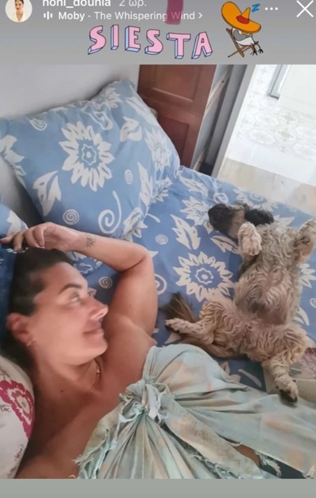 Μεσημεριανή σιέστα στο αρχοντικό της στις Σπέτσες για τη Νόνη Δούνια