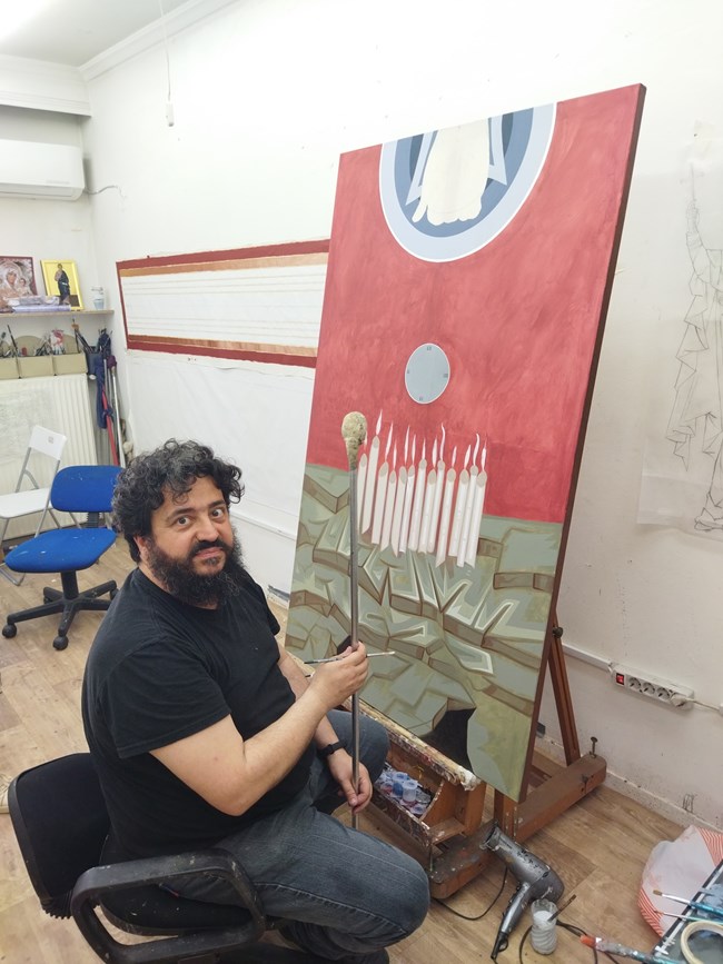 Θεσσαλονίκη: Φοιτητές του ΑΠΘ ζωγράφισαν έναν προσευχητικό πίνακα που δείχνει το "ταξίδι στο φως" των συμφοιτητών τους που χάθηκαν στα Τέμπη