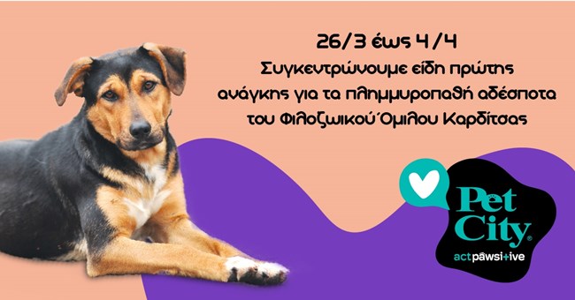 Τα Pet City κάνουν πράξη την αγάπη και την φροντίδα για τα πλημμυροπαθή αδέσποτα ζώα της Καρδίτσας