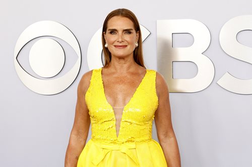 Η Μπρουκ Σιλντς μας τρολάρει: Με κίτρινο φόρεμα με παγιέτες και ασορτί Crocs, στο κόκκινο χαλί