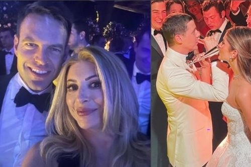 Ο Κασσελάκης με σμόκιν ποζάρει χαμογελαστός σε εφοπλιστικό γάμο: