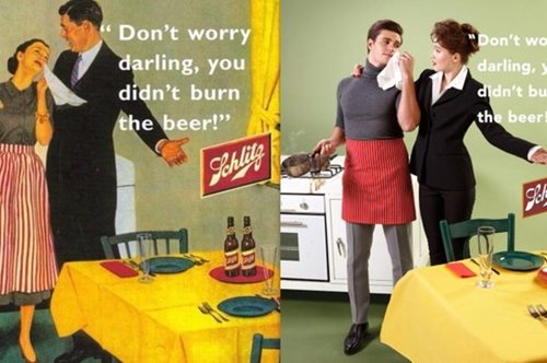 «Στην κουζίνα η θέση του άντρα»: Καλλιτέχνης αντιστρέφει τους ρόλους των φύλων σε παλιές διαφημίσεις