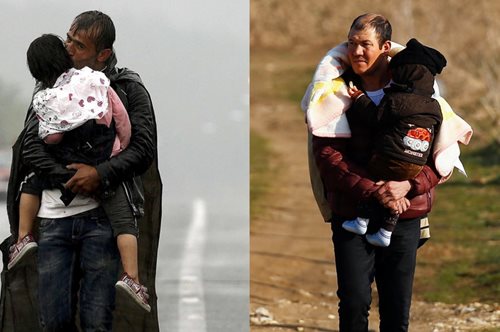 Γιατί η λήψη από τον Έβρο θυμίζει την εμβληματική εικόνα του πατέρα πρόσφυγα του Μπεχράκη 