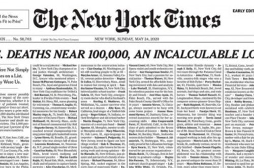 «Κανένας τους δεν ήταν ένας απλός αριθμός. Ήταν εμείς»: Συγκλονίζει το εξώφυλλο των New York Times