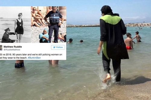 Η φωτογραφία που μοιράζεται με μανία μετά τον εξαναγκασμό γυναίκας να βγάλει το μπουρκίνι