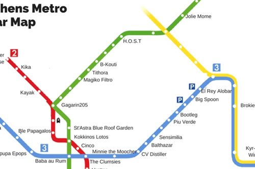Ένας χάρτης του μετρό που θα σε οδηγήσει σε μερικά από τα καλύτερα μπαρ της Αθήνας