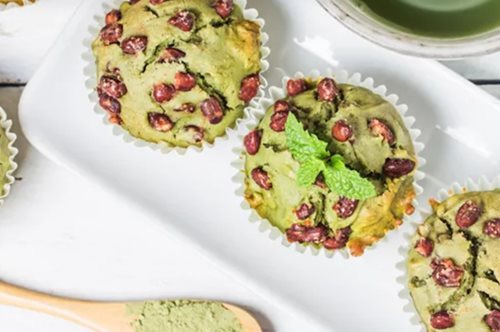 Muffins με σκόνη μάτσα για αποτοξίνωση και ενέργεια