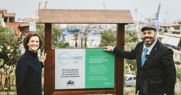 Alessandra Delfini- Country Managing Director της L’Oréal Hellas, Γιάννης Λαγουδάκος - Δήμαρχος Περάματος