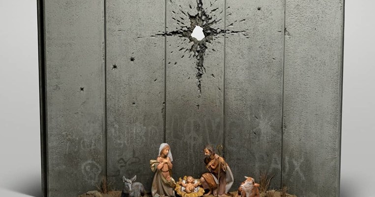 Τρύπα από οβίδα αντί για άστρο. Η φάτνη του Banksy αφηγείται μια διαφορετική ιστορία Χριστουγέννων