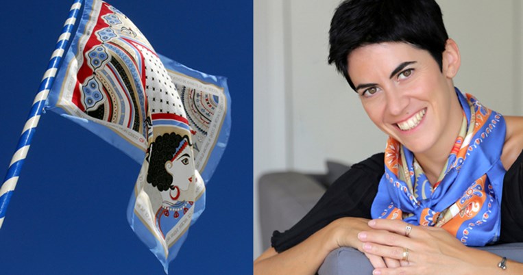 Η Έλενα Ζουρνατζή σχεδιάζει μαντίλια με ελληνικά μοτίβα (και) για Δανές αεροσυνοδούς