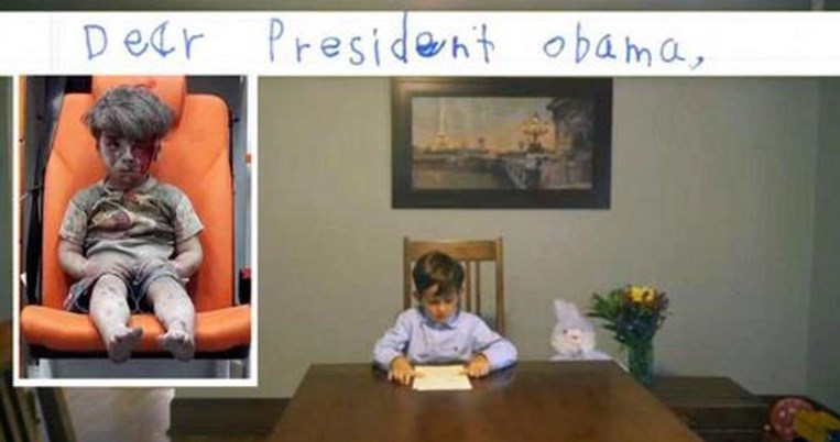 Γράμμα από ένα 6χρονο αγόρι στον Ομπάμα ζητώντας του να φέρει τον μικρό Ομράν από τη Συρία στις ΗΠΑ