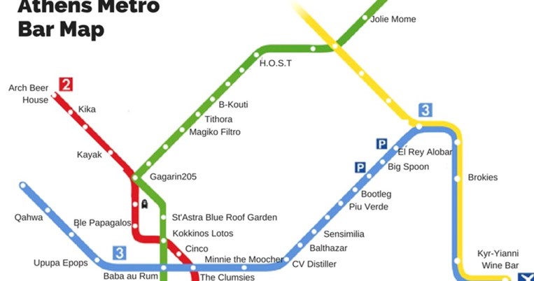 Ένας χάρτης του μετρό που θα σε οδηγήσει σε μερικά από τα καλύτερα μπαρ της Αθήνας
