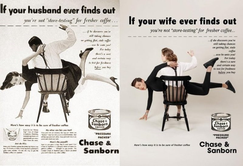 «Στην κουζίνα η θέση του άντρα»: Καλλιτέχνης αντιστρέφει τους ρόλους των φύλων σε παλιές διαφημίσεις