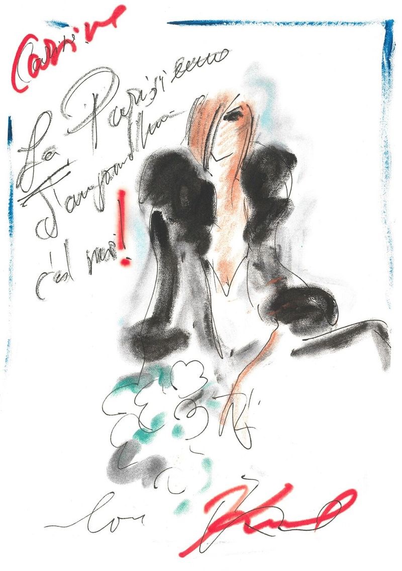 H Carine Roitfeld υπογράφει μία συλλογή που είχε σχεδιάσει μαζί με τον Karl Lagerfeld 