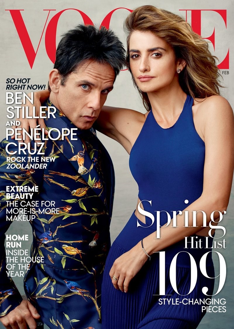 O Zoolander στο εξώφυλλο Φεβρουαρίου της Αμερικανικής Vogue στο πλάι της Πενέλοπε Κρουζ 